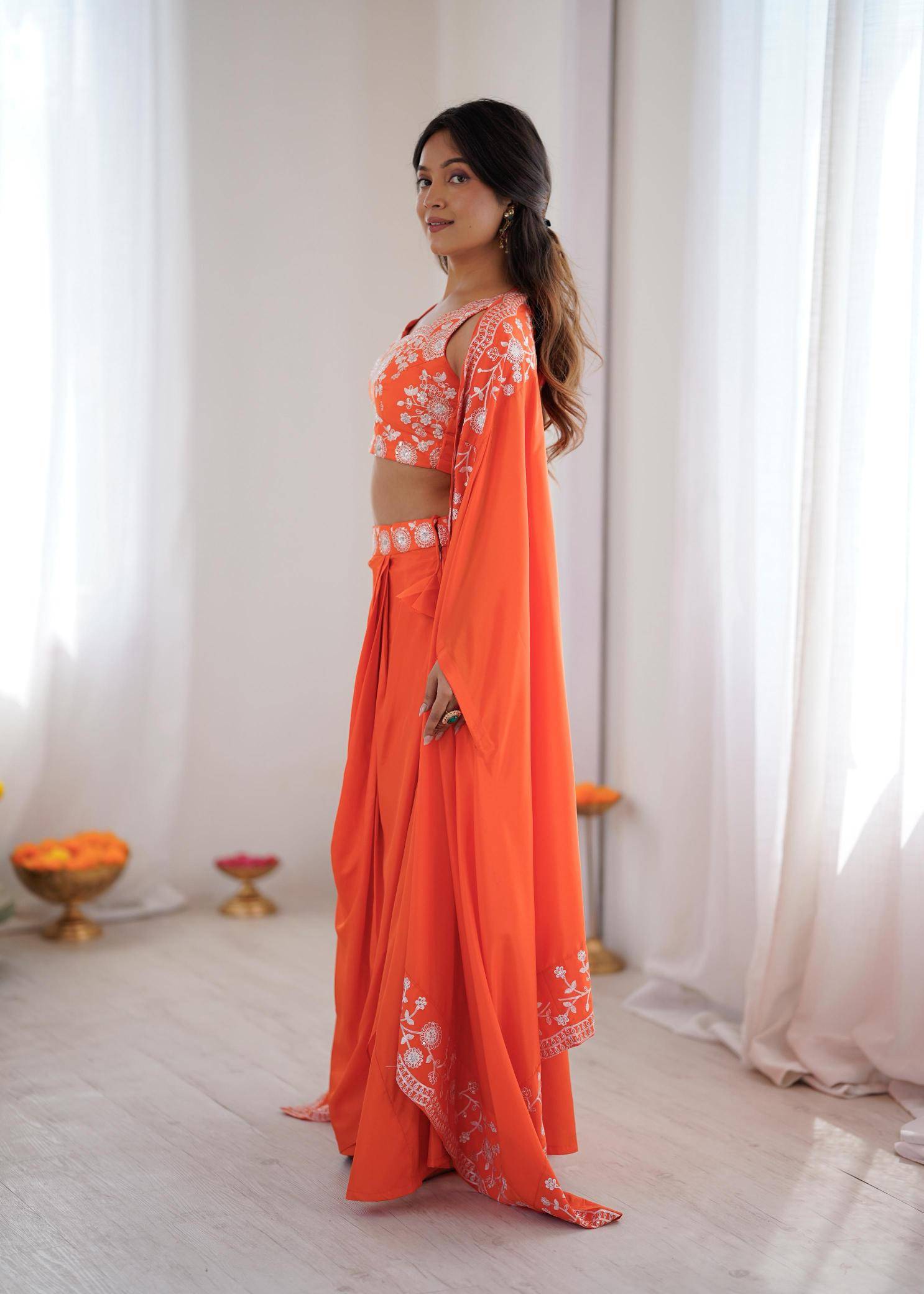 SP 73 Crep Orange Latest lehenga choli collection in Surat